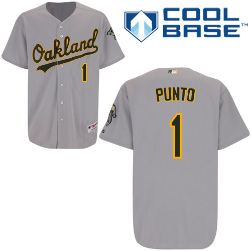 Nick Punto #1 MLB Jersey-Oakland Athletics Men's Authentic Road Gray Cool Base Baseball Jersey